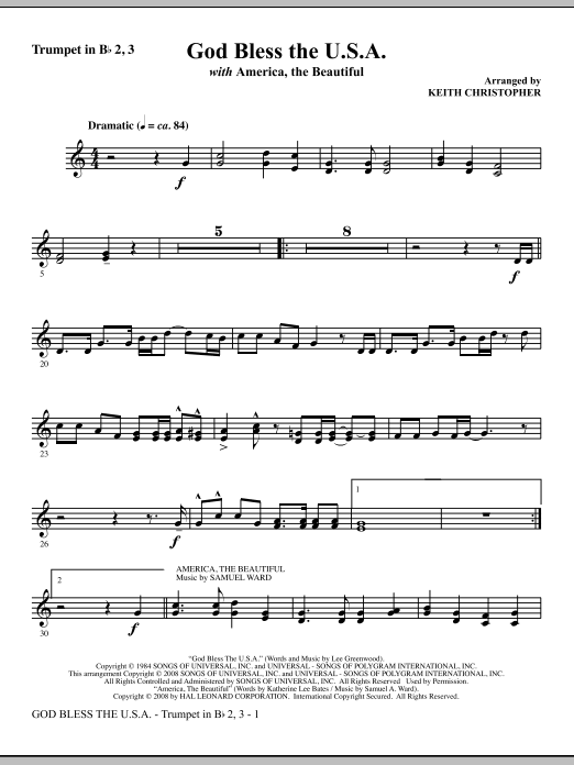 God Bless The U.S.A (with America, The Beautiful) – Bb Trumpet 2,3 God Bless The U.S.A (with America, The Beautiful) – Bb Trumpet 2,3