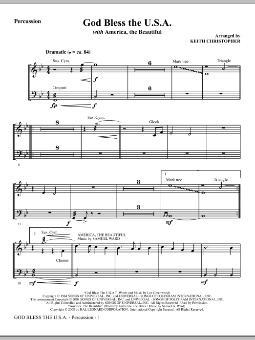 God Bless The U.S.A (with America, The Beautiful) – Percussion God Bless The U.S.A (with America, The Beautiful) – Percussion