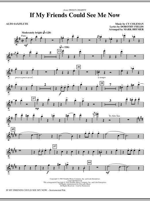 If My Friends Could See Me Now (from Sweet Charity) – Alto Sax/Flute If My Friends Could See Me Now (from Sweet Charity) – Alto Sax/Flute