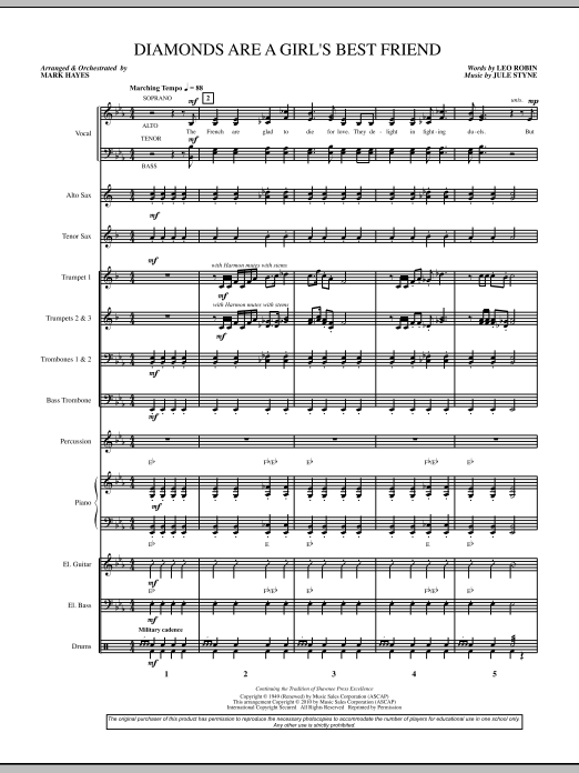 Diamonds Are A Girl’s Best Friend (arr. Mark Hayes) – Conductor Score (Full Score) Diamonds Are A Girl’s Best Friend (arr. Mark Hayes) – Conductor Score (Full Score)