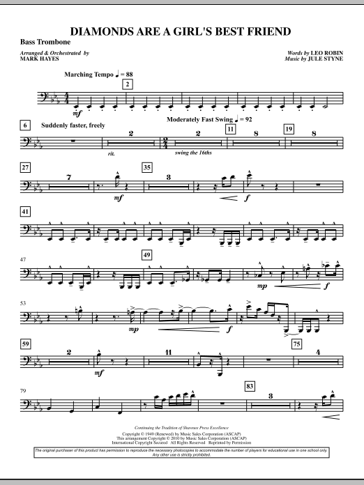 Diamonds Are A Girl’s Best Friend – Bass Trombone Diamonds Are A Girl’s Best Friend – Bass Trombone