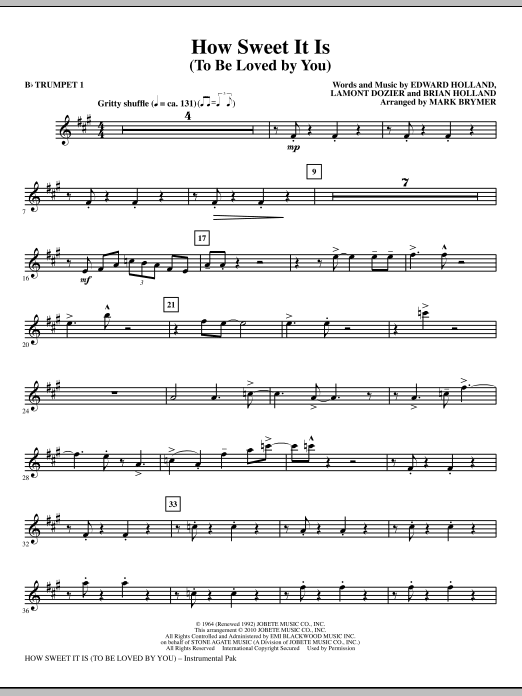 How Sweet It Is (To Be Loved By You) – Bb Trumpet 1 How Sweet It Is (To Be Loved By You) – Bb Trumpet 1