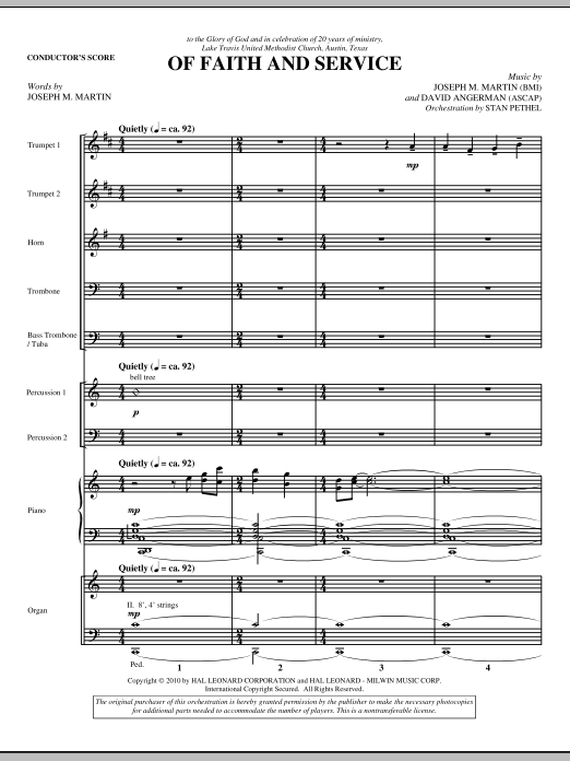 Of Faith And Service – Score Of Faith And Service – Score