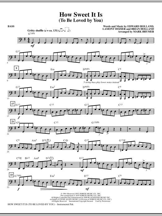 How Sweet It Is (To Be Loved By You) – Bass How Sweet It Is (To Be Loved By You) – Bass