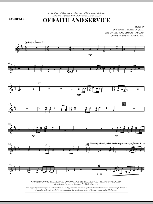 Of Faith And Service – Trumpet 1 Of Faith And Service – Trumpet 1