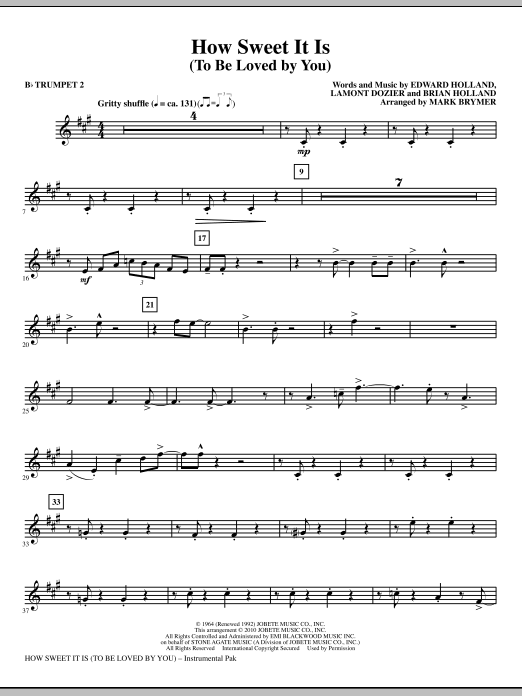 How Sweet It Is (To Be Loved By You) – Bb Trumpet 2 How Sweet It Is (To Be Loved By You) – Bb Trumpet 2
