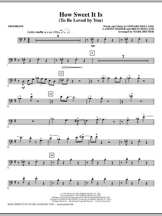 How Sweet It Is (To Be Loved By You) – Trombone How Sweet It Is (To Be Loved By You) – Trombone