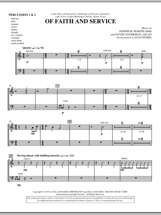 Of Faith And Service – Percussion 1 & 2 Of Faith And Service – Percussion 1 & 2