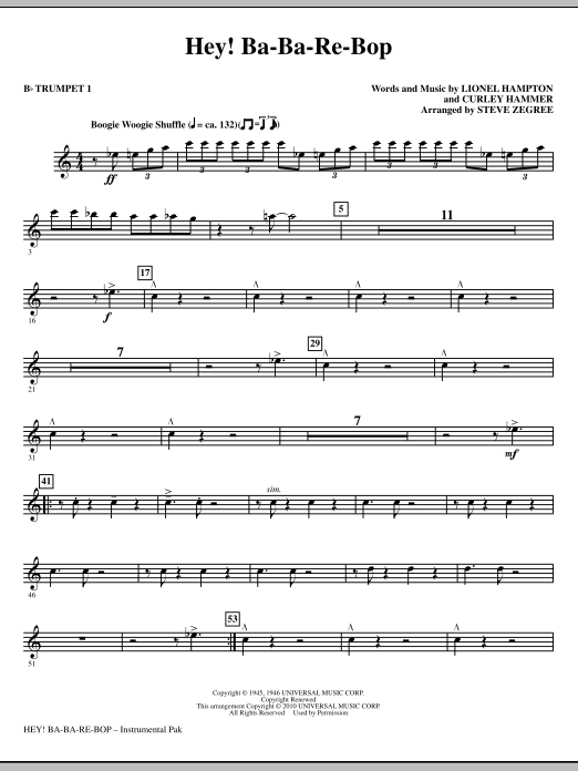 Hey! Ba-Ba-Re-Bop – Bb Trumpet 1 Hey! Ba-Ba-Re-Bop – Bb Trumpet 1