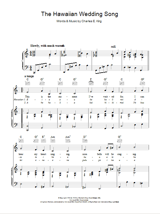 The Hawaiian Wedding Song The Hawaiian Wedding Song
