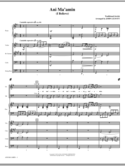 Ani Ma’amin (I Believe) – Full Score Ani Ma’amin (I Believe) – Full Score