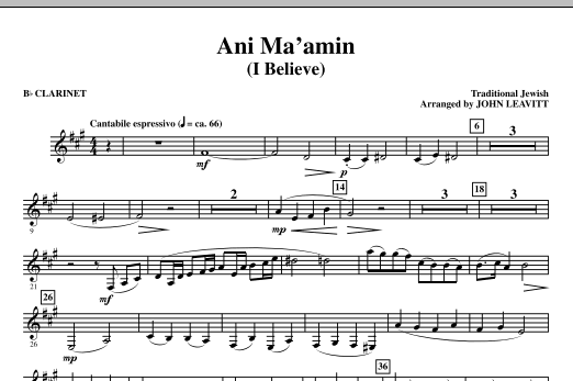 Ani Ma’amin (I Believe) – Bb Clarinet Ani Ma’amin (I Believe) – Bb Clarinet
