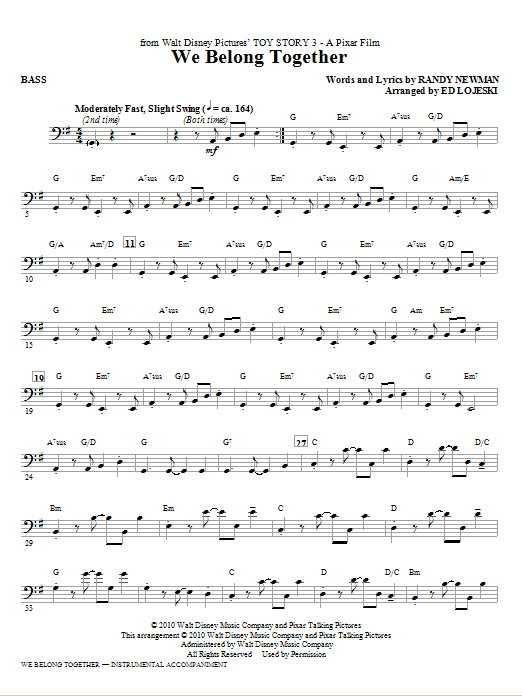 We Belong Together (from Toy Story 3) – Bass We Belong Together (from Toy Story 3) – Bass