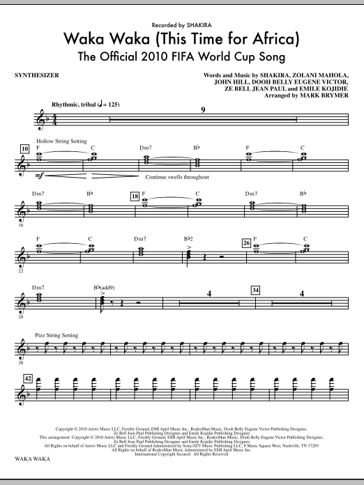Waka Waka (This Time For Africa) – The Official 2010 FIFA World Cup Song – Synthesizer Waka Waka (This Time For Africa) – The Official 2010 FIFA World Cup Song – Synthesizer