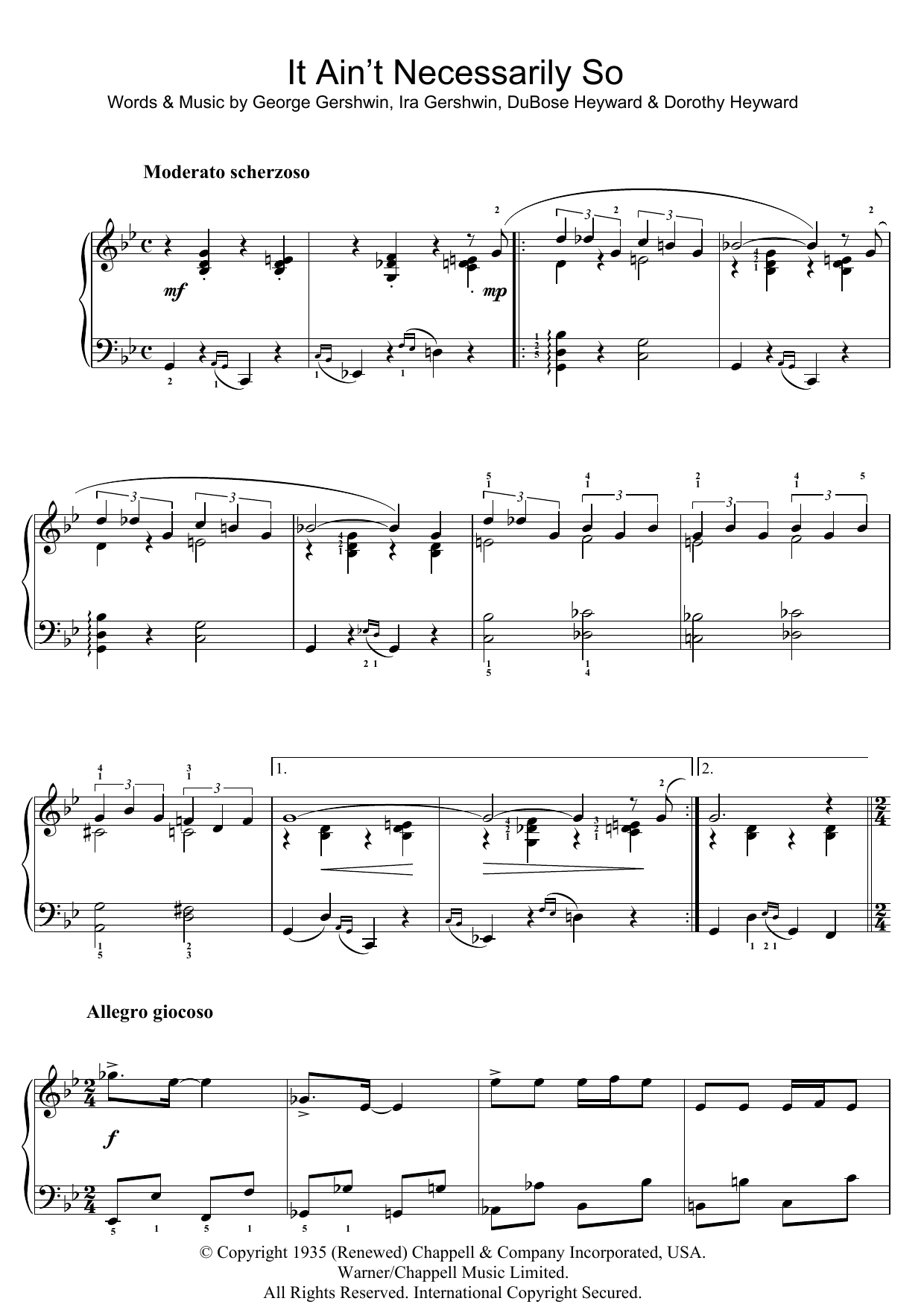It Ain’t Necessarily So (from Porgy And Bess) It Ain’t Necessarily So (from Porgy And Bess)