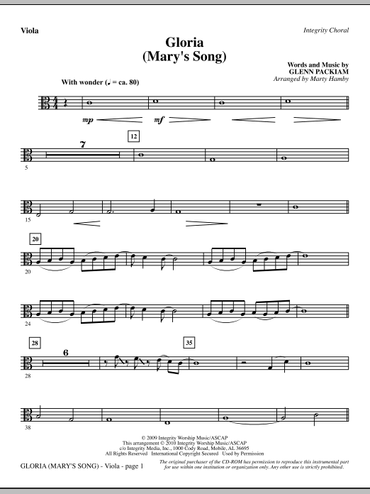 Gloria (Mary’s Song) – Viola Gloria (Mary’s Song) – Viola