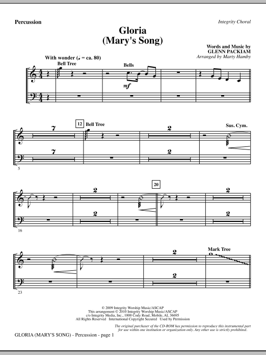 Gloria (Mary’s Song) – Percussion Gloria (Mary’s Song) – Percussion