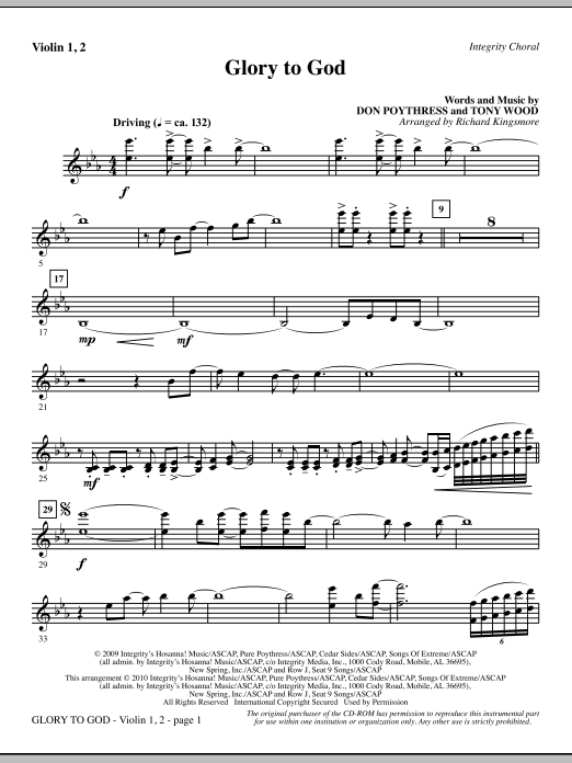 Glory To God – Violin 1, 2 Glory To God – Violin 1, 2