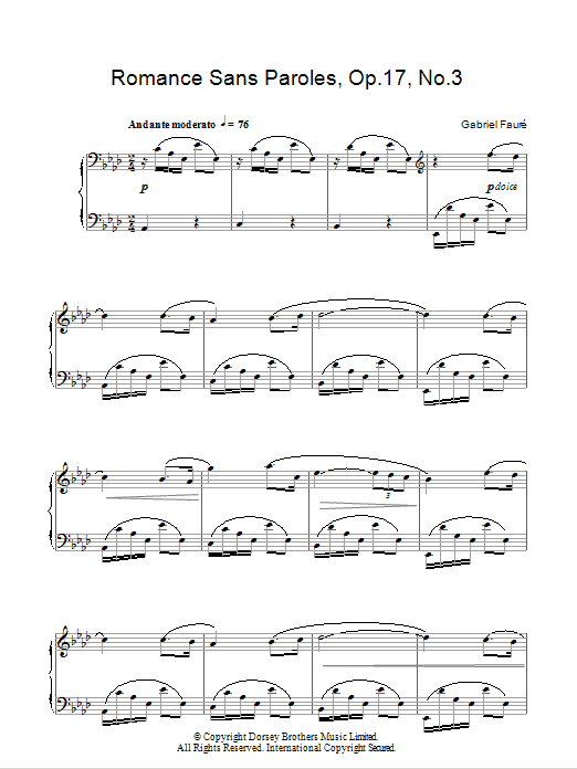 Romance Sans Paroles Op. 17, No. 3 Romance Sans Paroles Op. 17, No. 3