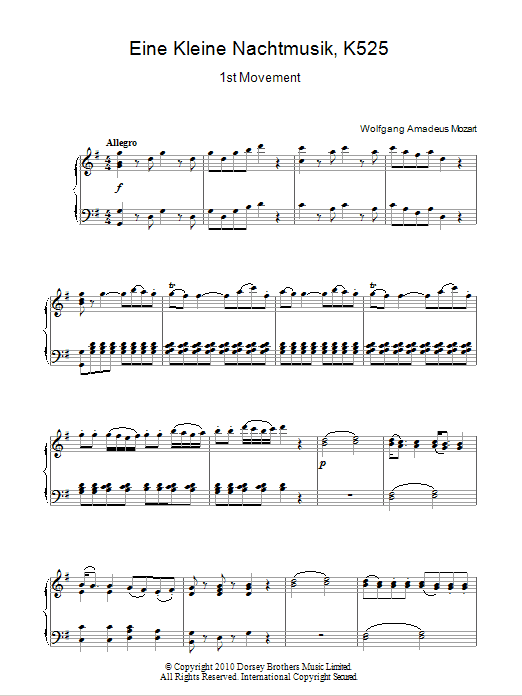 Allegro from Eine Kleine Nachtmusik K525 Allegro from Eine Kleine Nachtmusik K525