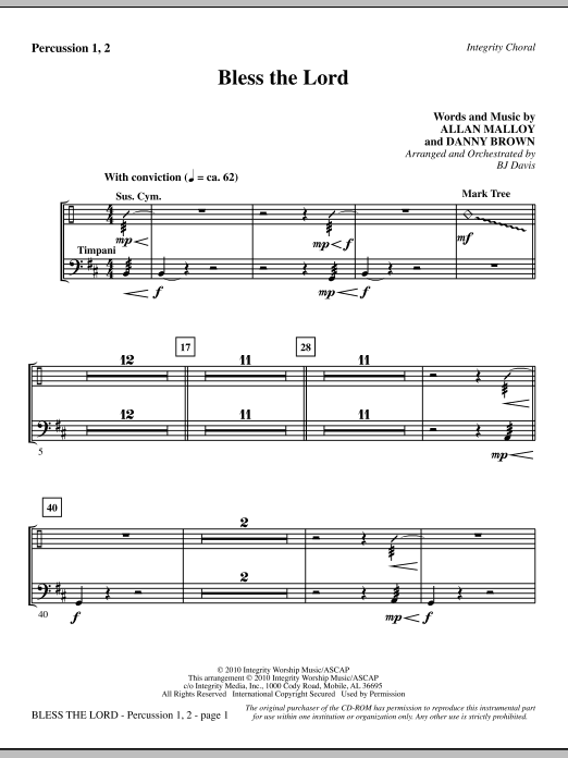 Bless The Lord – Percussion 1 & 2 Bless The Lord – Percussion 1 & 2