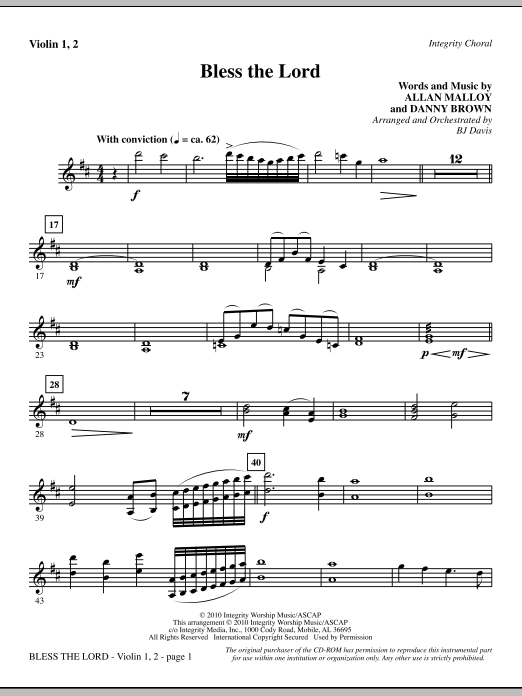 Bless The Lord – Violin 1, 2 Bless The Lord – Violin 1, 2