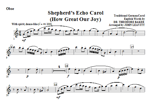 Shepherd’s Echo Carol (How Great Our Joy) (arr. John Leavitt) – Oboe Shepherd’s Echo Carol (How Great Our Joy) (arr. John Leavitt) – Oboe