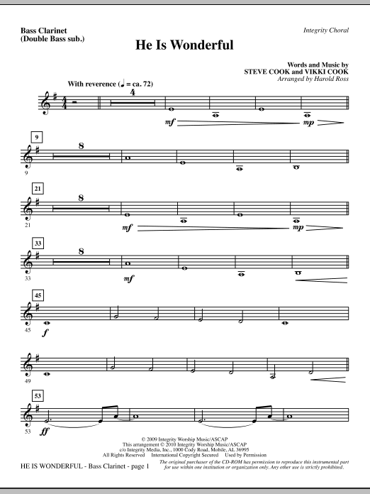 He Is Wonderful – Bass Clar. (Double Bass sub.) He Is Wonderful – Bass Clar. (Double Bass sub.)