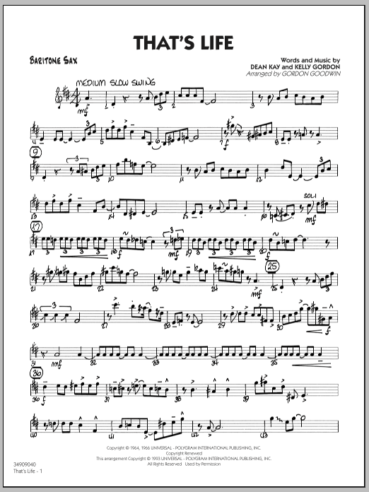 That’s Life – Baritone Sax That’s Life – Baritone Sax