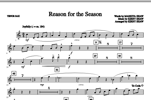Reason For The Season – Tenor Sax Reason For The Season – Tenor Sax