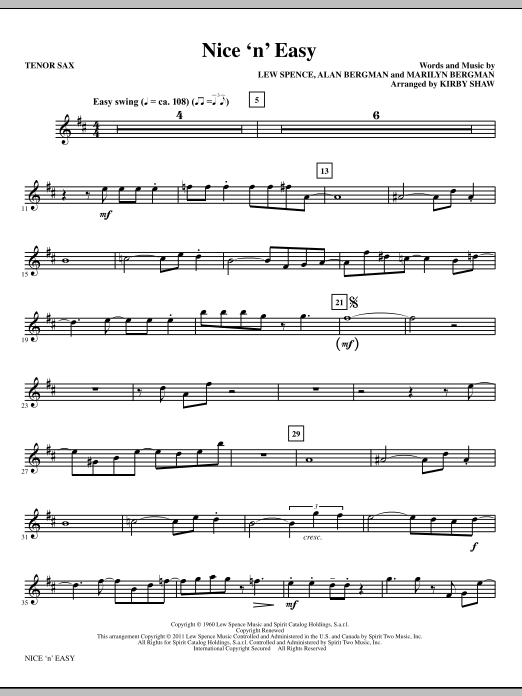 Nice ‘n’ Easy – Bb Tenor Saxophone Nice ‘n’ Easy – Bb Tenor Saxophone