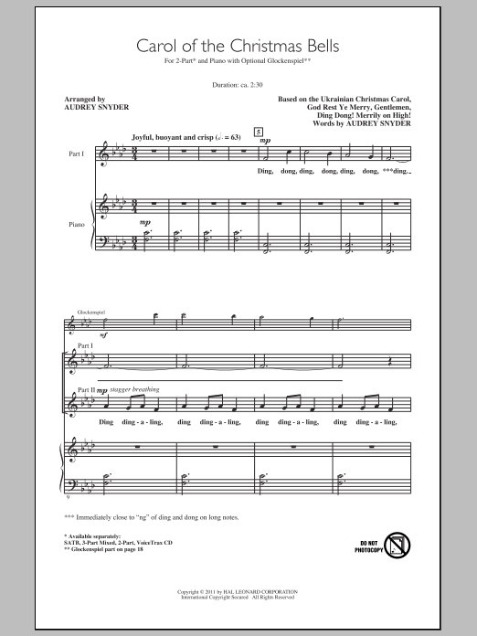 Carol Of The Christmas Bells Carol Of The Christmas Bells