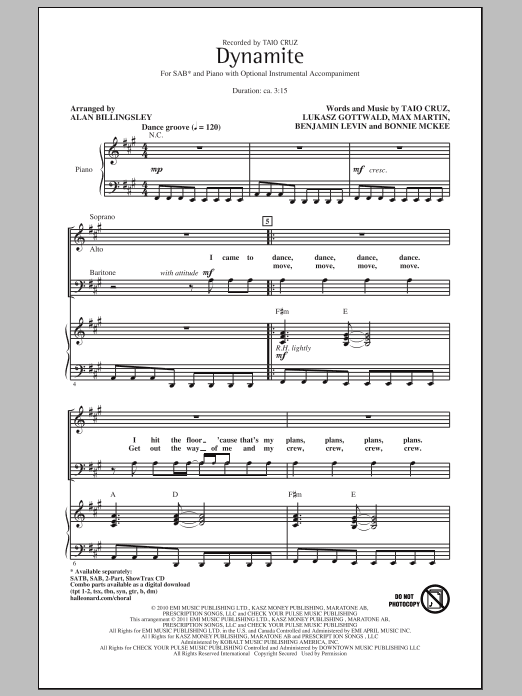 Dynamite (arr. Alan Billingsley) Dynamite (arr. Alan Billingsley)