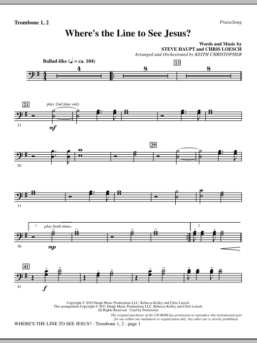 Where’s The Line To See Jesus? – Trombone 1 & 2 Where’s The Line To See Jesus? – Trombone 1 & 2