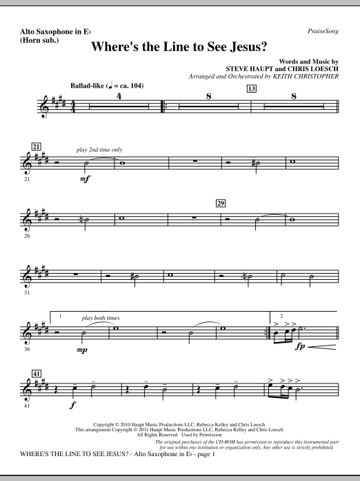 Where’s The Line To See Jesus? – Alto Sax (sub. Horn) Where’s The Line To See Jesus? – Alto Sax (sub. Horn)