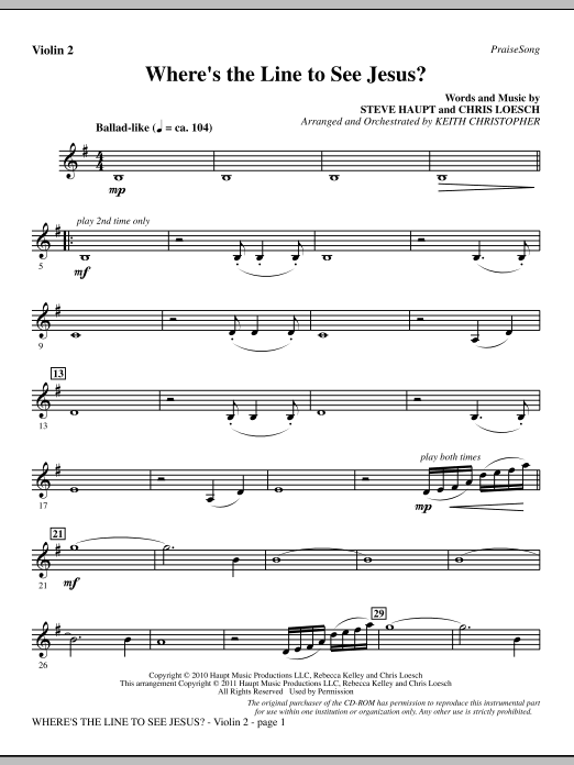 Where’s The Line To See Jesus? – Violin 2 Where’s The Line To See Jesus? – Violin 2