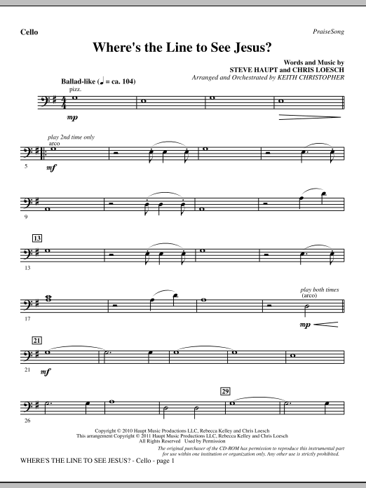 Where’s The Line To See Jesus? – Cello Where’s The Line To See Jesus? – Cello