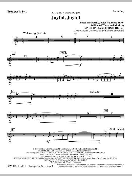 Joyful, Joyful – Trumpet 1 Joyful, Joyful – Trumpet 1