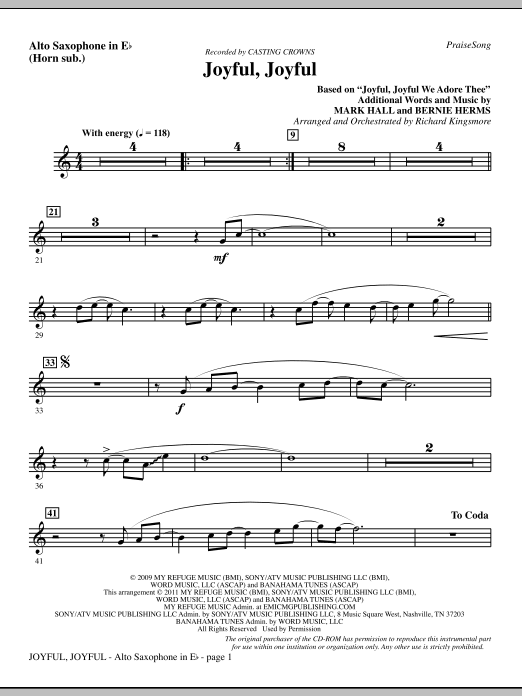 Joyful, Joyful – Alto Sax (sub. Horn) Joyful, Joyful – Alto Sax (sub. Horn)