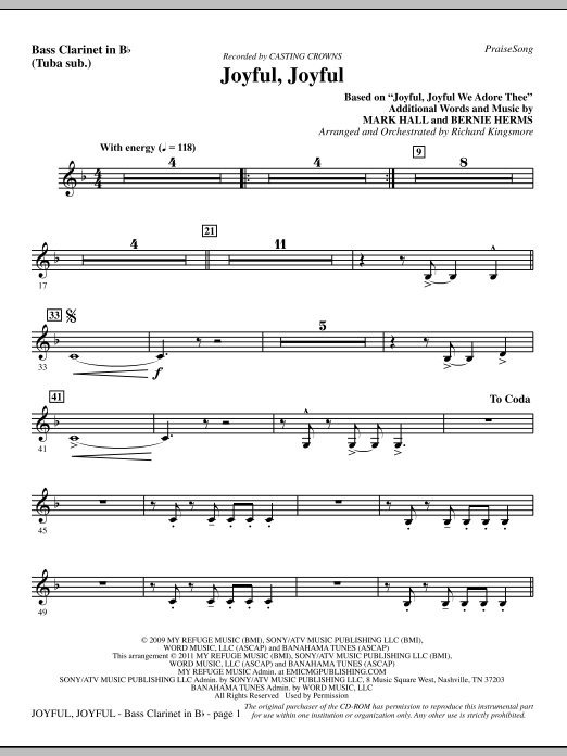 Joyful, Joyful – Bass Clarinet (sub. Tuba) Joyful, Joyful – Bass Clarinet (sub. Tuba)