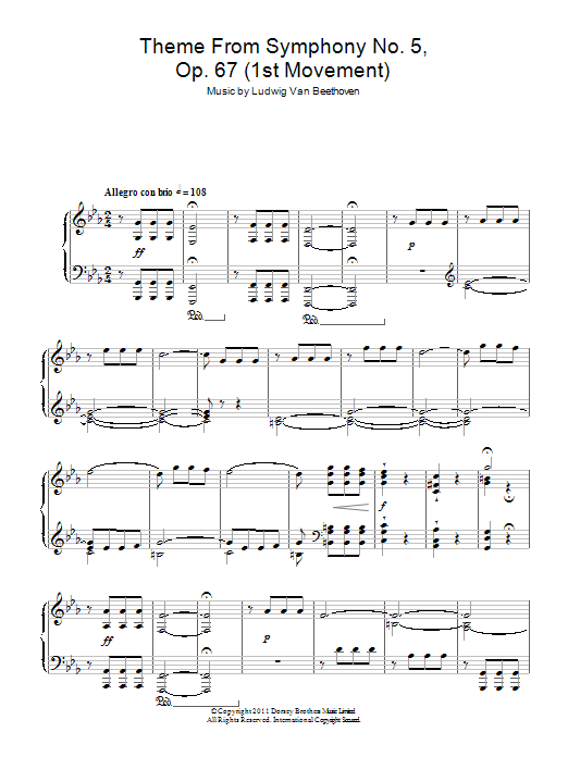 Theme from Symphony No. 5, Op. 67 (1st Movement) Theme from Symphony No. 5, Op. 67 (1st Movement)