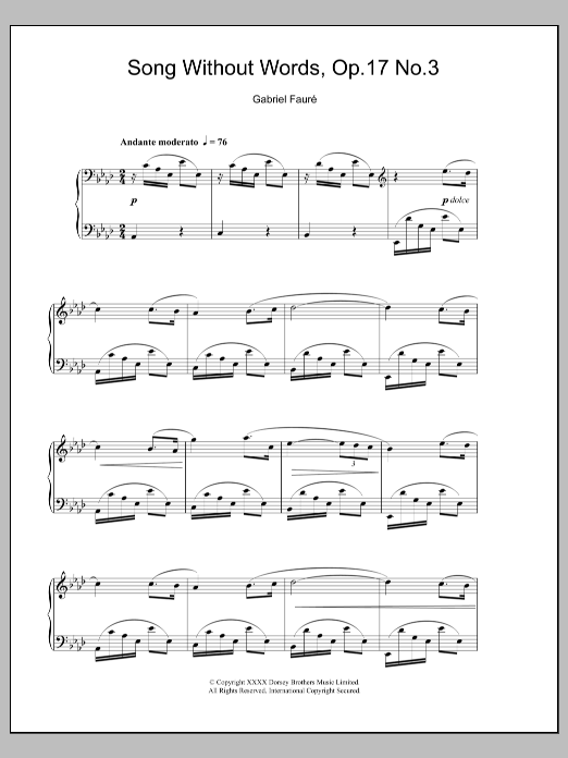 Song Without Words, Op. 17, No. 3 Song Without Words, Op. 17, No. 3