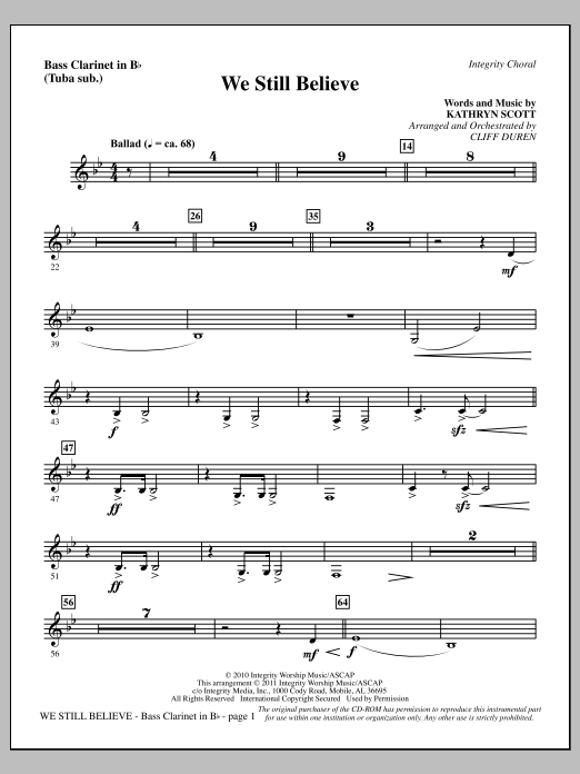 We Still Believe – Bass Clarinet (sub. Tuba) We Still Believe – Bass Clarinet (sub. Tuba)