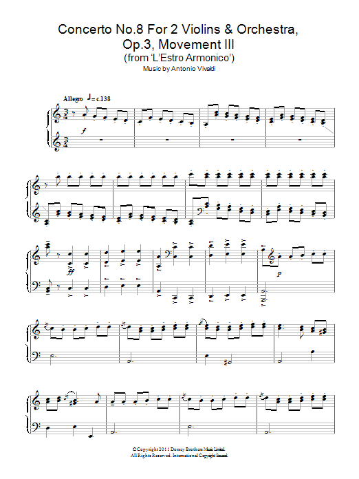 Concerto No.8 For 2 Violins & Orchestra, Op.3, Movement III Concerto No.8 For 2 Violins & Orchestra, Op.3, Movement III