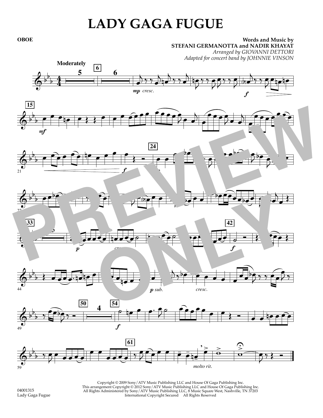 Lady Gaga Fugue – Oboe Lady Gaga Fugue – Oboe