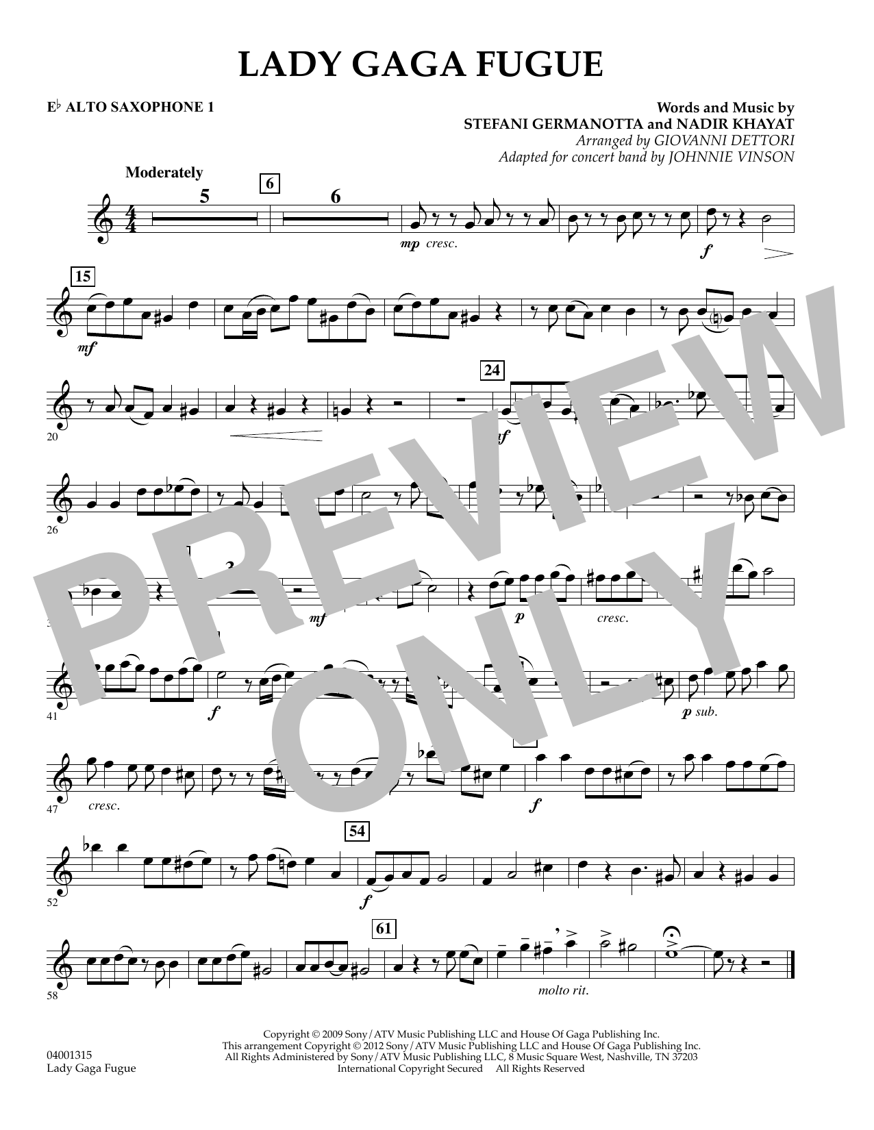Lady Gaga Fugue – Eb Alto Saxophone 1 Lady Gaga Fugue – Eb Alto Saxophone 1