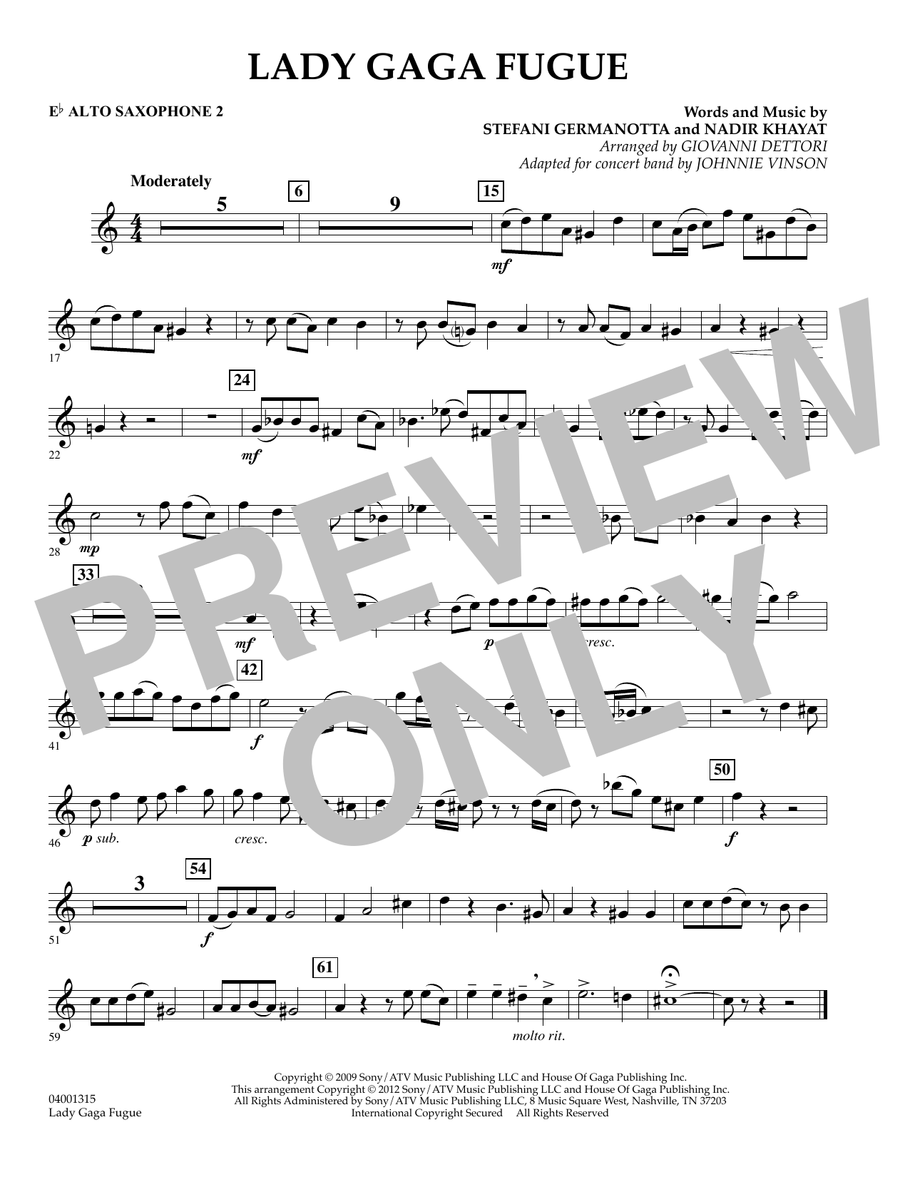 Lady Gaga Fugue – Eb Alto Saxophone 2 Lady Gaga Fugue – Eb Alto Saxophone 2