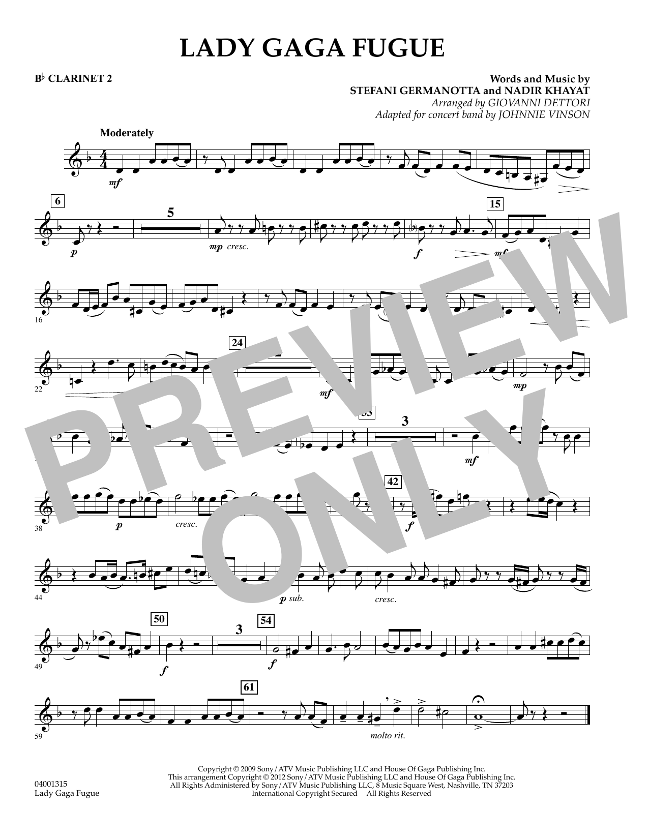 Lady Gaga Fugue – Bb Clarinet 2 Lady Gaga Fugue – Bb Clarinet 2