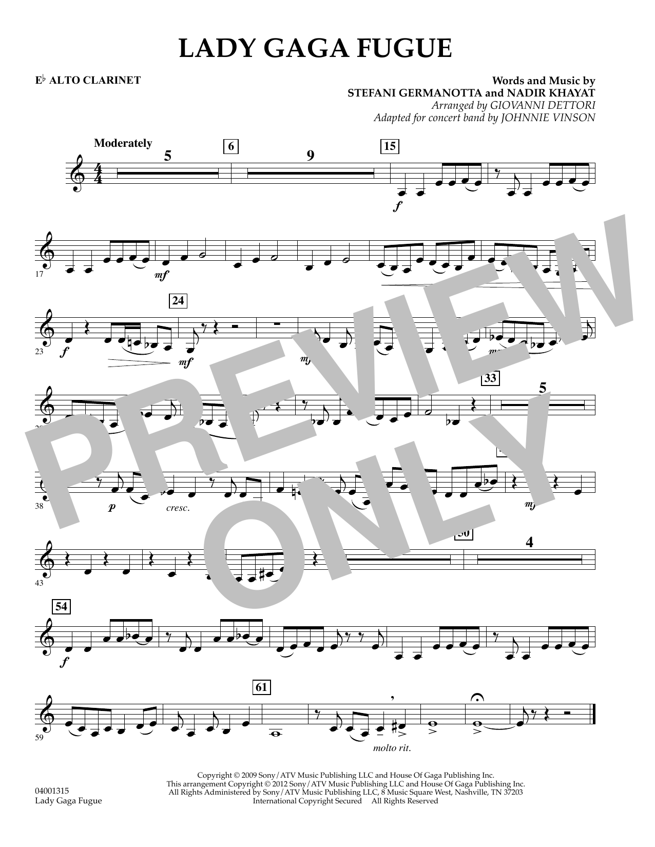 Lady Gaga Fugue – Eb Alto Clarinet Lady Gaga Fugue – Eb Alto Clarinet