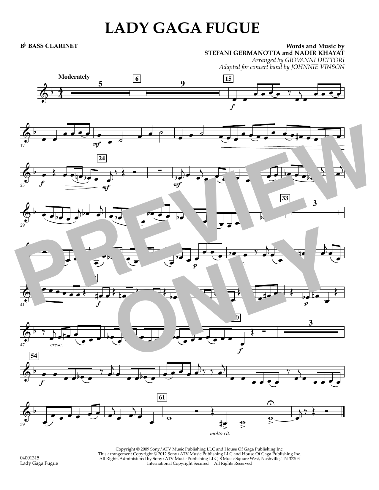 Lady Gaga Fugue – Bb Bass Clarinet Lady Gaga Fugue – Bb Bass Clarinet
